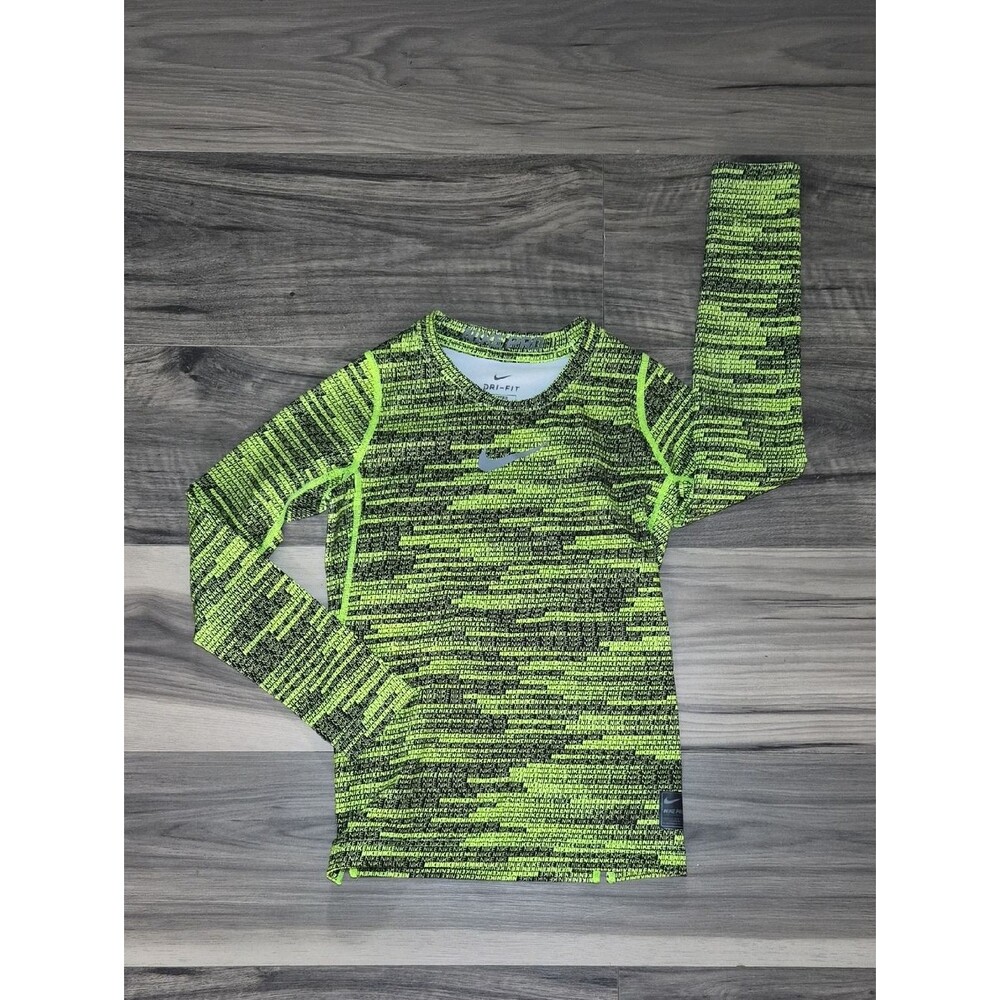 Nike Kids Neon Green & Black Long Sleeve Swim Rashguard